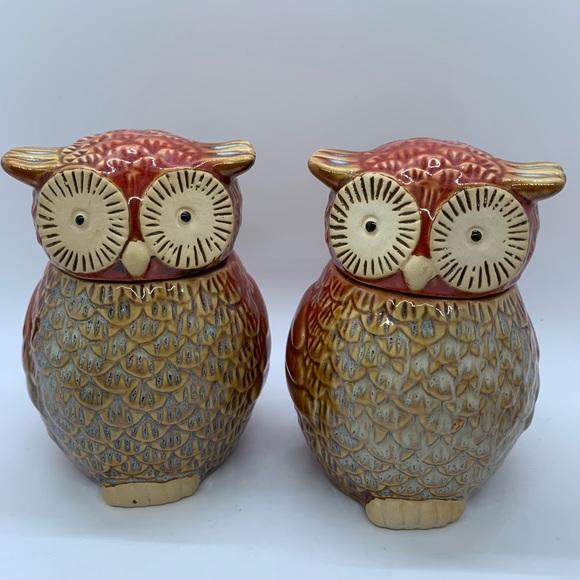 Meritage SWEET HOOT Salt and Pepper Set and Sugar Jars Set!  6 pieces!  OWLS! - Picture 2 of 13